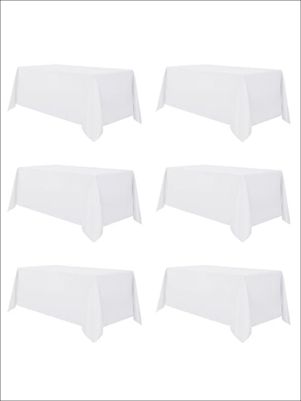 6 Pack Polyester Tablecloths 90x132 Inch for 6 Ft Rectangle Tables